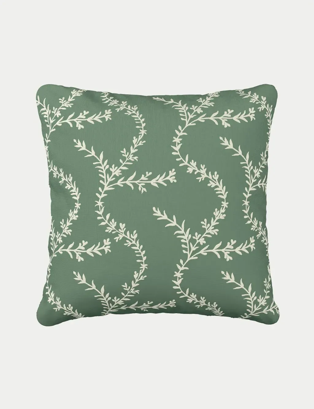 Embroidered Cushion Chikan Design - Green, Velvet image