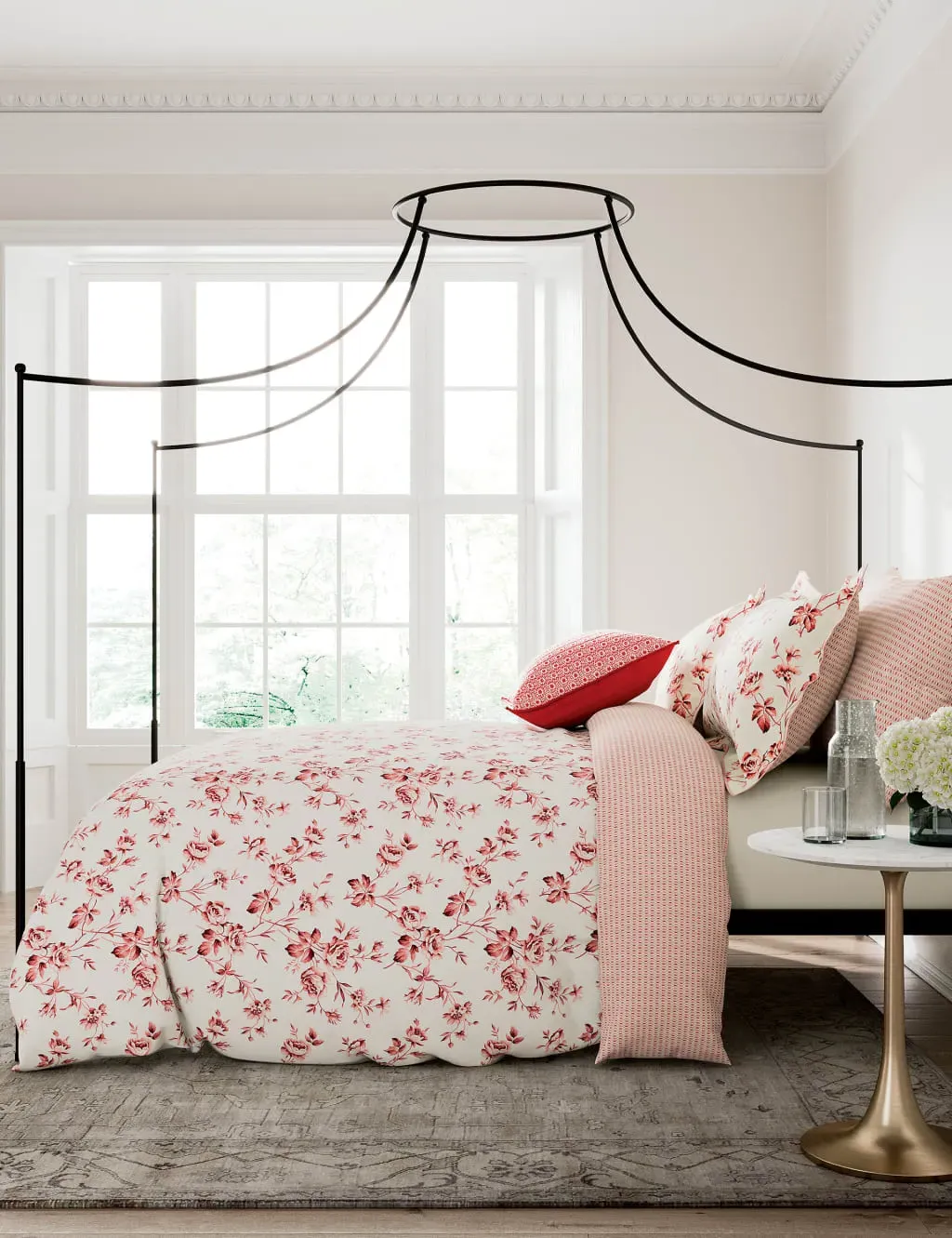 King Size Bedding Set Garden Rose - Pink, Cotton