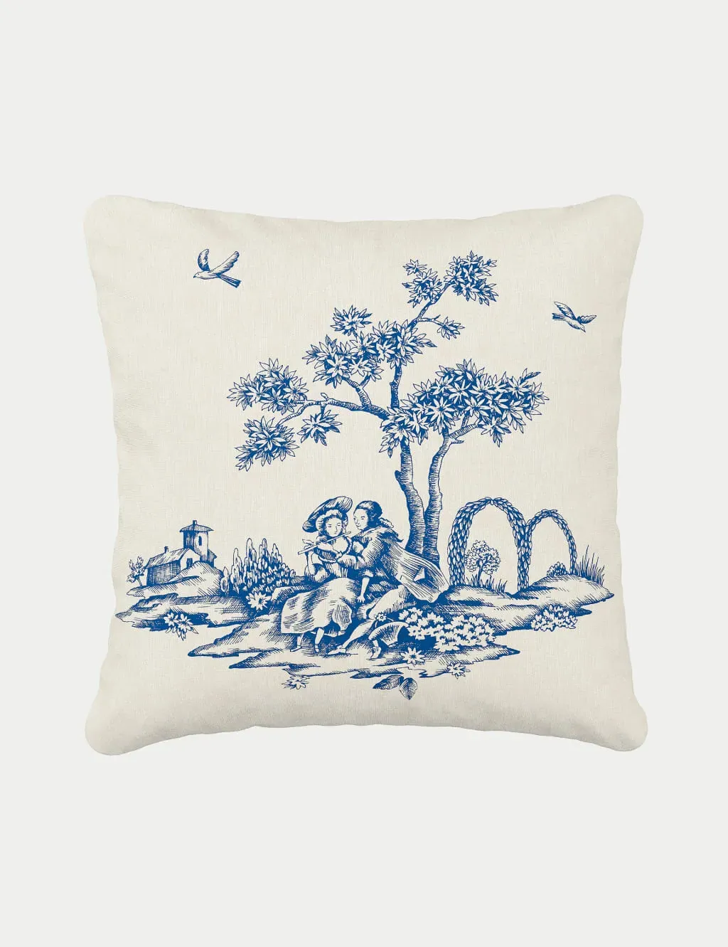 Square Cushion with Feather Fill - Cream, Cotton