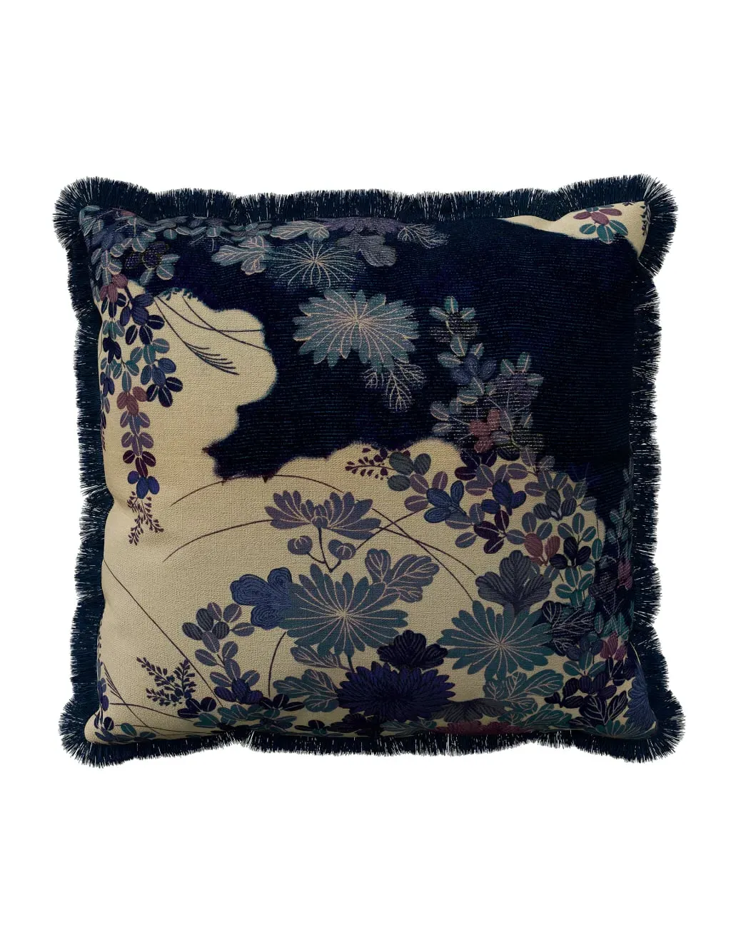 Square Cushion with Feather Fill - Indigo, Cotton image