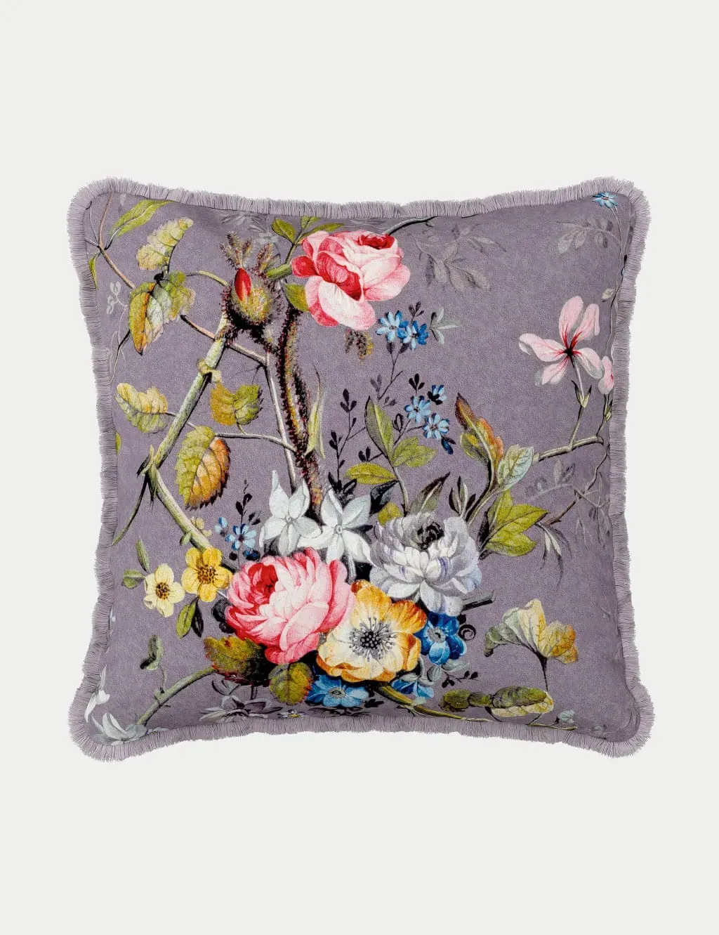 Square Scatter Cushion with Fringe - Multi, Cotton image