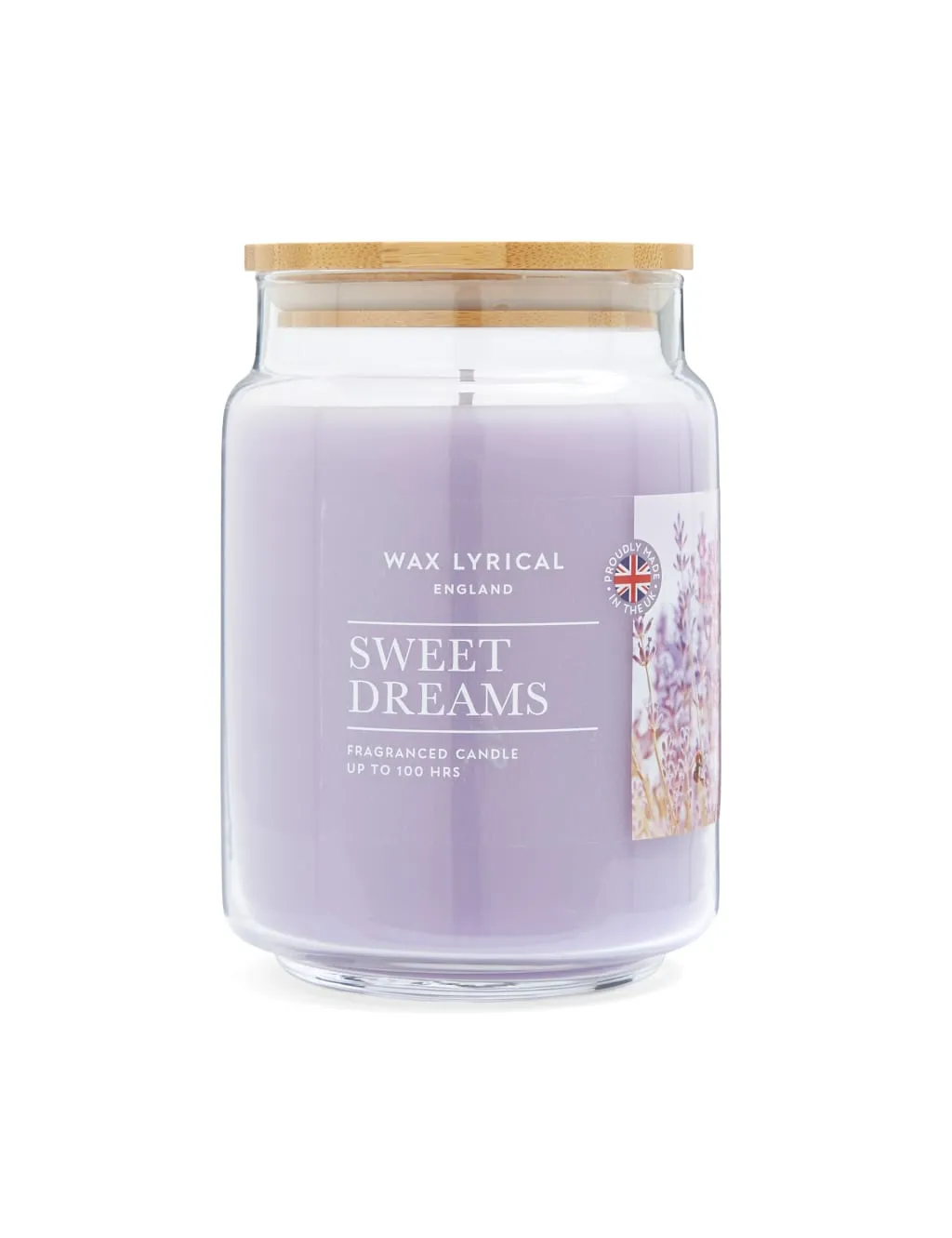 Jar Candle with Bamboo Lid - Lavender, Glass image