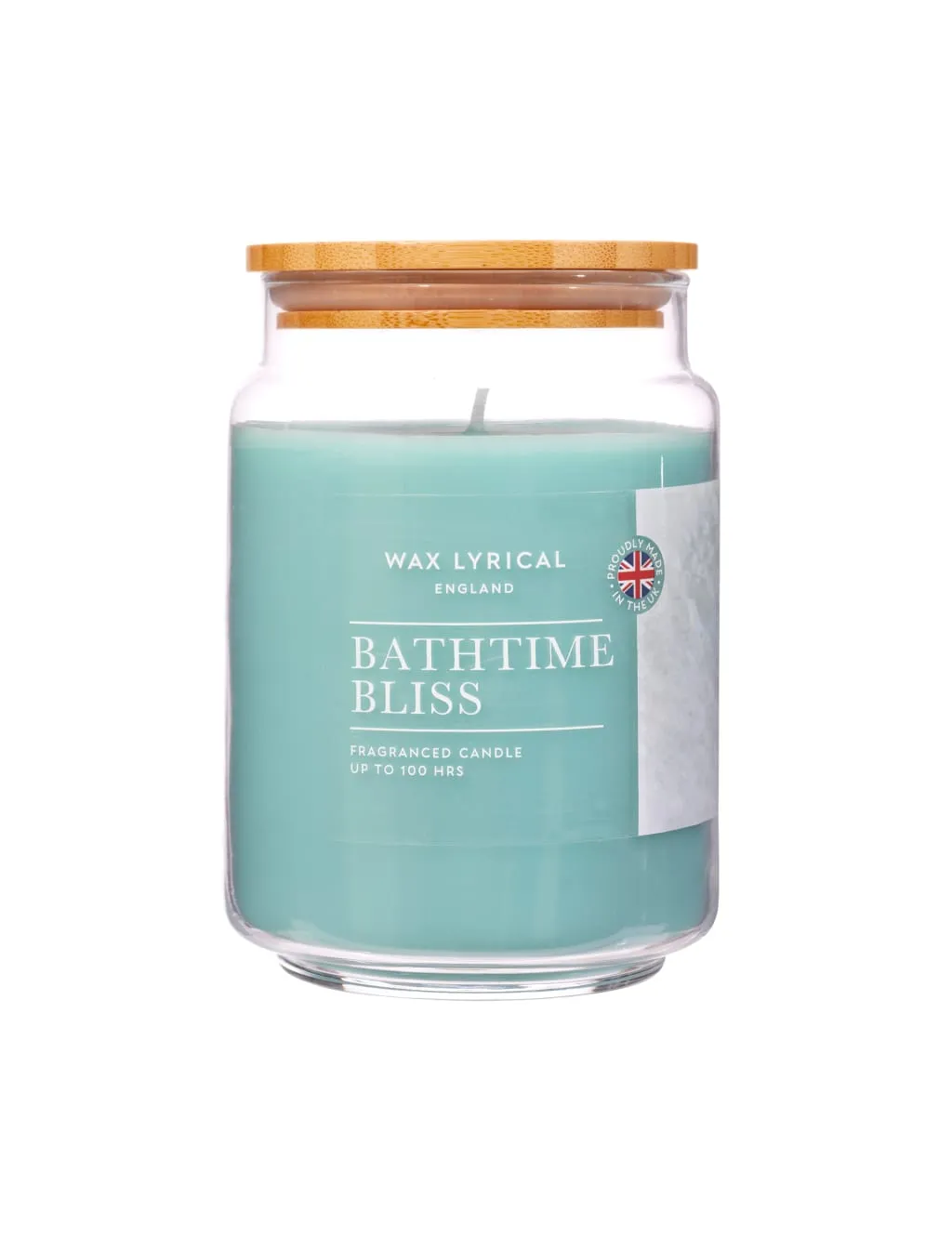 Jar Candle with Bamboo Lid - Pale Blue, Glass image