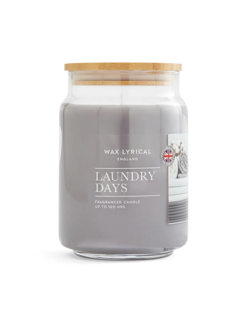 Large Jar Candle with Bamboo Lid - Grey image