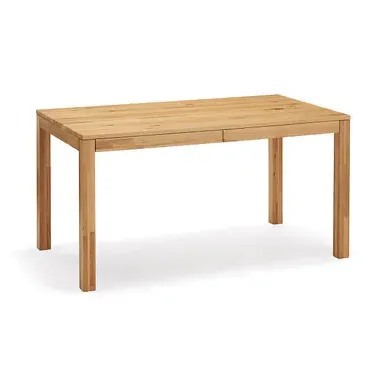140cm Oak Table with Drawer - Natural, Solid Wood image
