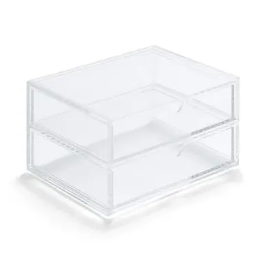 2-Drawer Stackable Storage Box - Clear, Acrylic