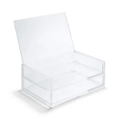 2-Drawer Storage Box with Flip Top - Clear, Acrylic
