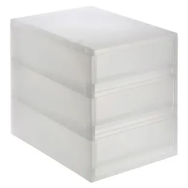 3-Drawer Storage Unit A4 Size - White, Polypropylene