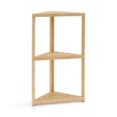 3-Tier Corner Shelf Unit - Natural, Bamboo
