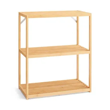 3-Tier Shelf Unit Collapsible - Natural, Bamboo