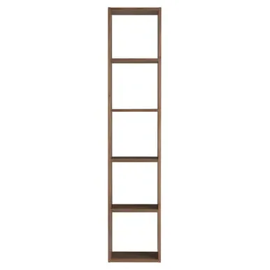 5-Shelf Narrow Bookcase - Walnut, Wood
