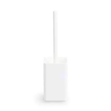 Angled Toilet Brush with Cover - White, Plastic