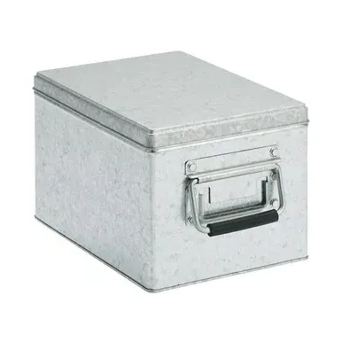 Half Middle Storage Box - Silver, Tin Plate