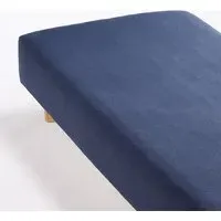 Large Double Fitted Sheet - Heather Navy, Cotton Jersey