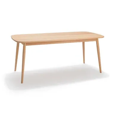 Large Rounded Leg Table - Natural, Solid Beech Wood