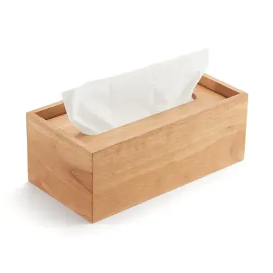 Large Tissue Box Cover - Natural, Rubberwood