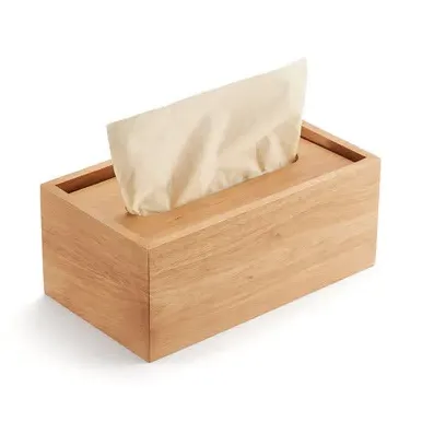Medium Tissue Box Cover - Natural, Rubberwood