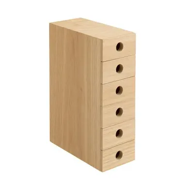 Modular Storage Unit 6 Drawers - Oak, Wood Veneer