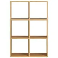 Narrow Stacking Shelves 3x2 Set - Oak, Wood