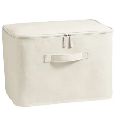 Rectangle Storage Box with Lid - Grey, Fabric