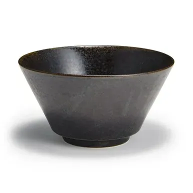 Round Ceramic Bowl - Black, Mino Ware