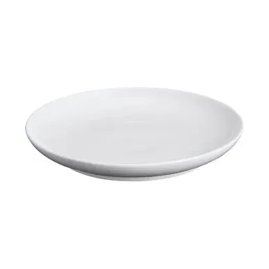 Round Dinner Plate with Rib Effect - White, Porcelain