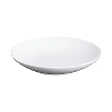 Round Plate with Rib Effect - White, Porcelain