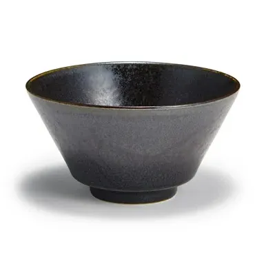 Round Rice Bowl - Black, Ceramic image