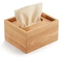 Small Tissue Box Cover - Natural, Rubberwood