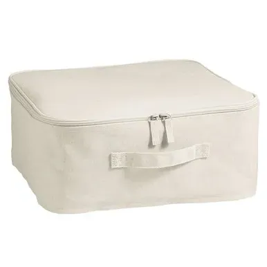 Square Storage Box with Lid - Grey, Fabric