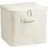 Square Storage Box with Lid - Neutral, Linen Blend