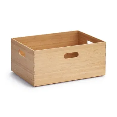Stackable Storage Box with Handles - Natural, Bamboo