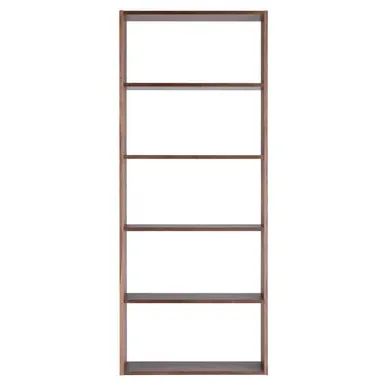 Wide 5-Shelf Unit with Steel Bars - Walnut, Wood image