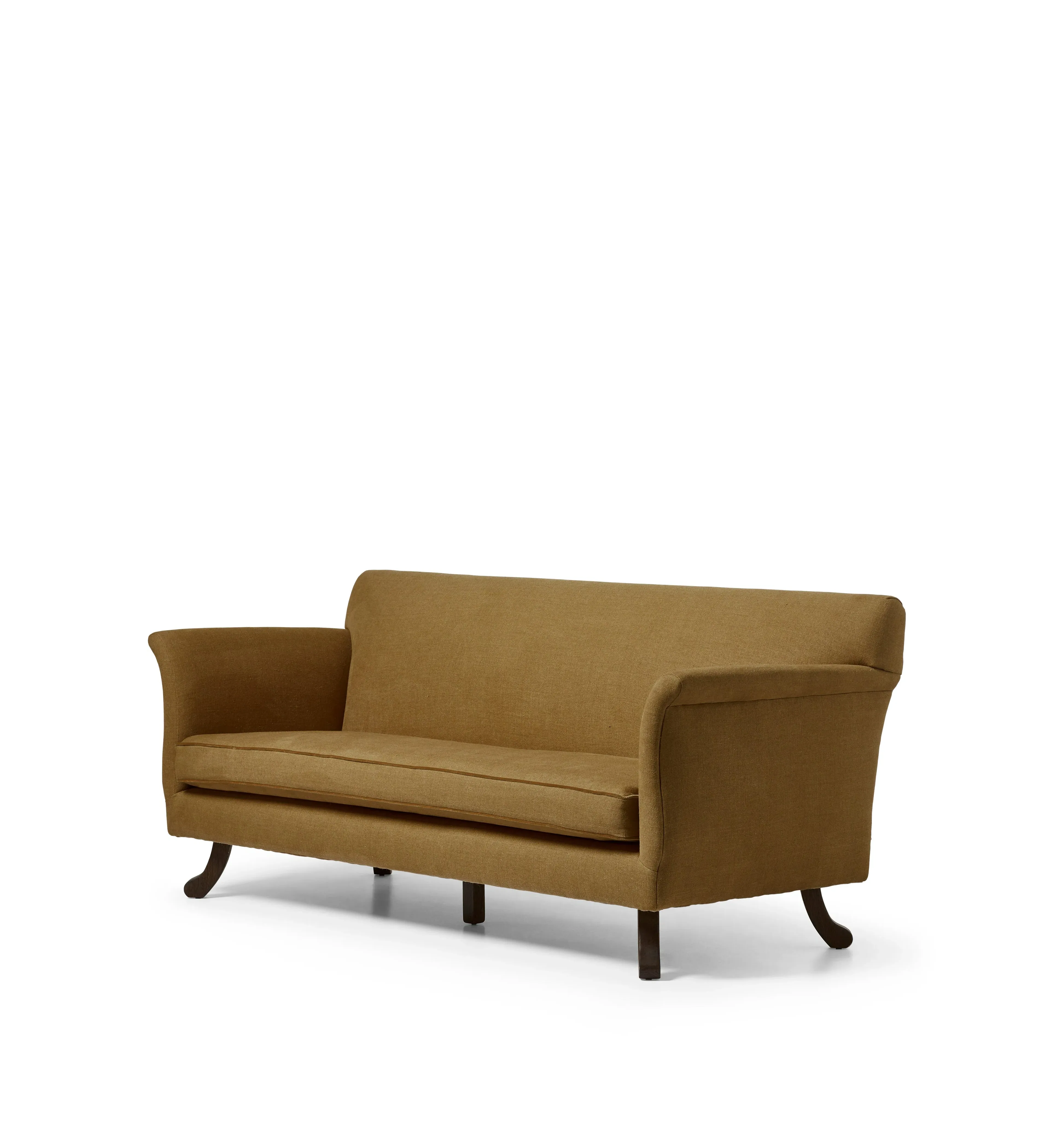 2-Seater Sofa with Curved Arms - Dark Caramel, Linen image