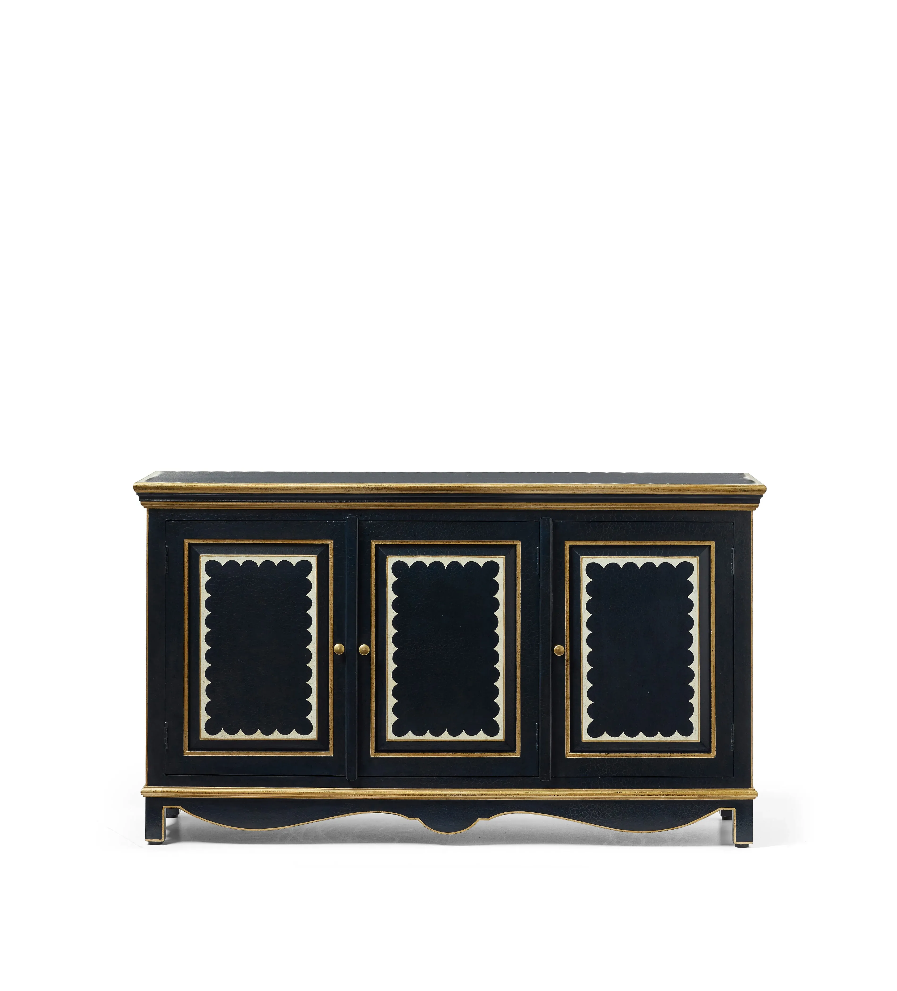 3-Door Sideboard with Wave Detail - Blue