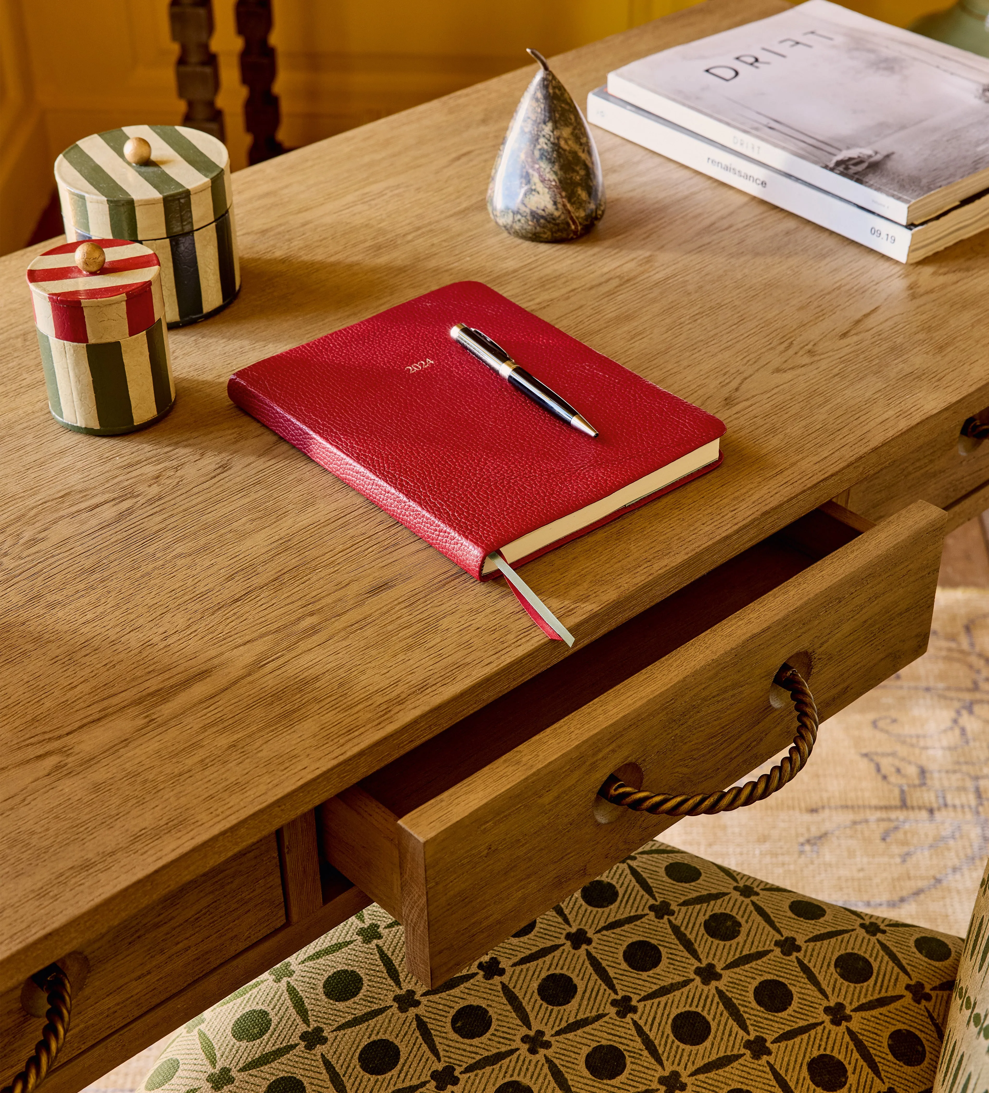 3-Piece Lidded Pot Set with Tray - Multi, Iron