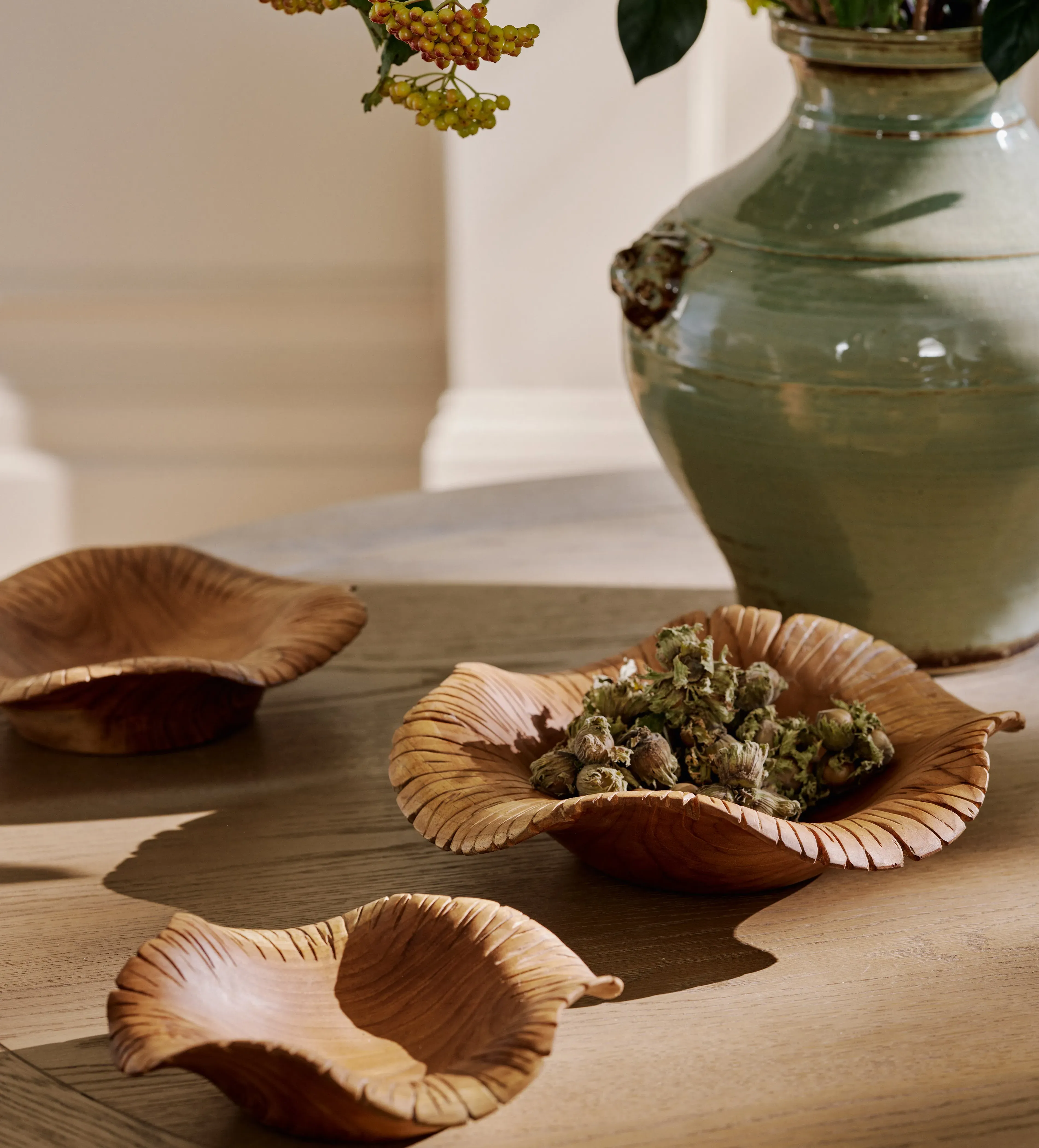 3-Piece Serving Plates Set - Natural, Teak
