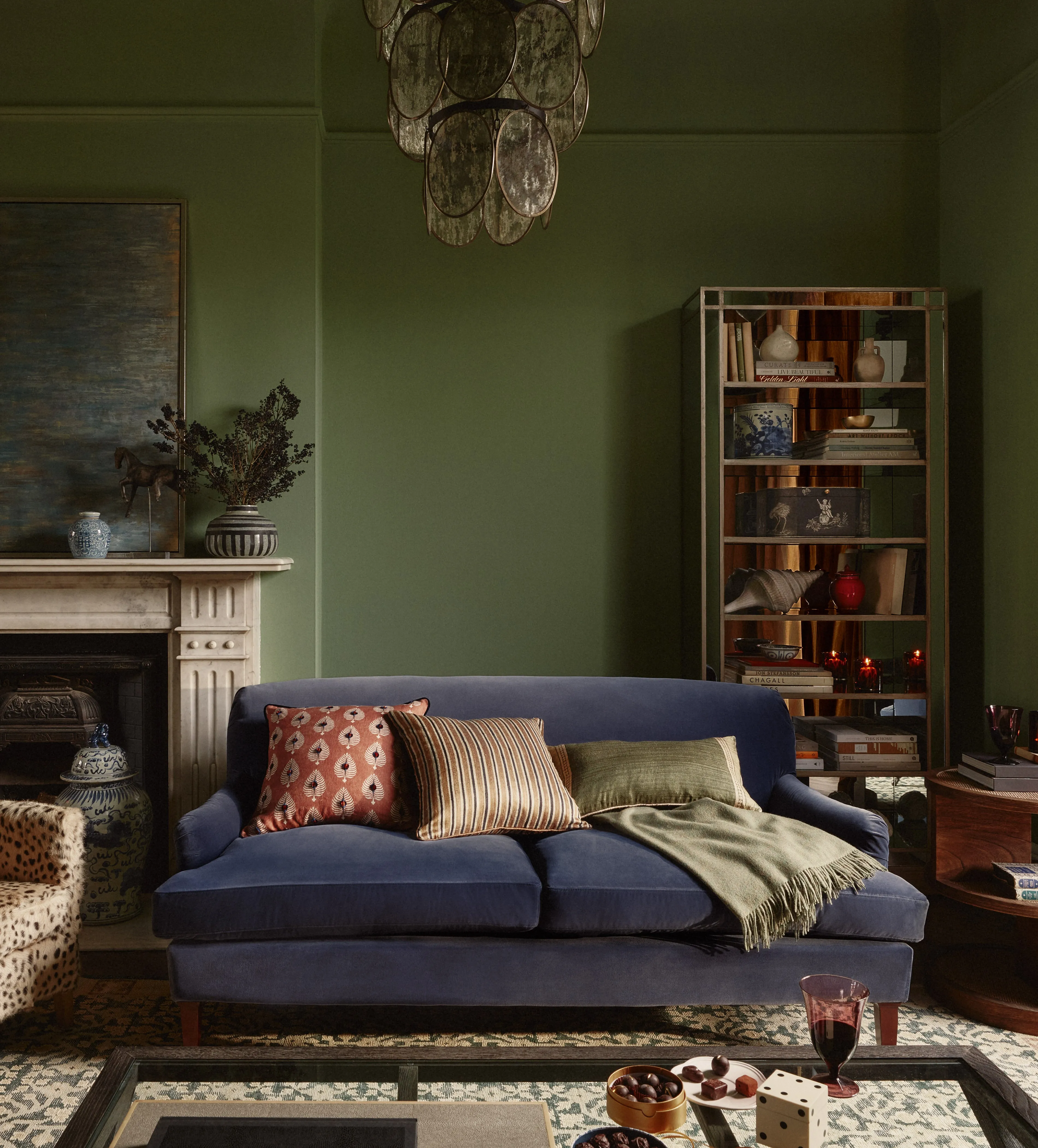 3-Seater Sofa with Fixed Cover - Sapphire, Velvet