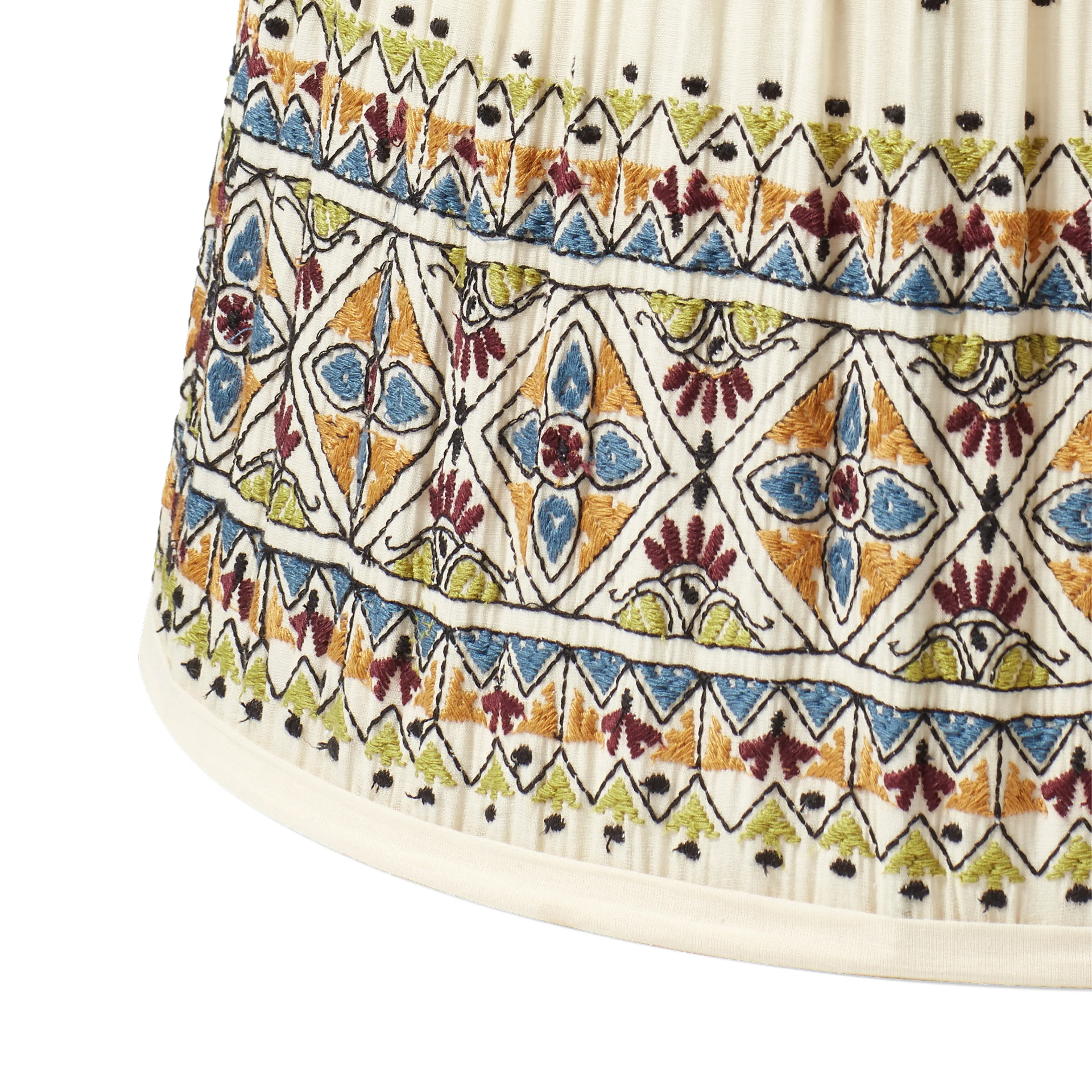 35cm Embroidered Lampshade - Natural, Cotton