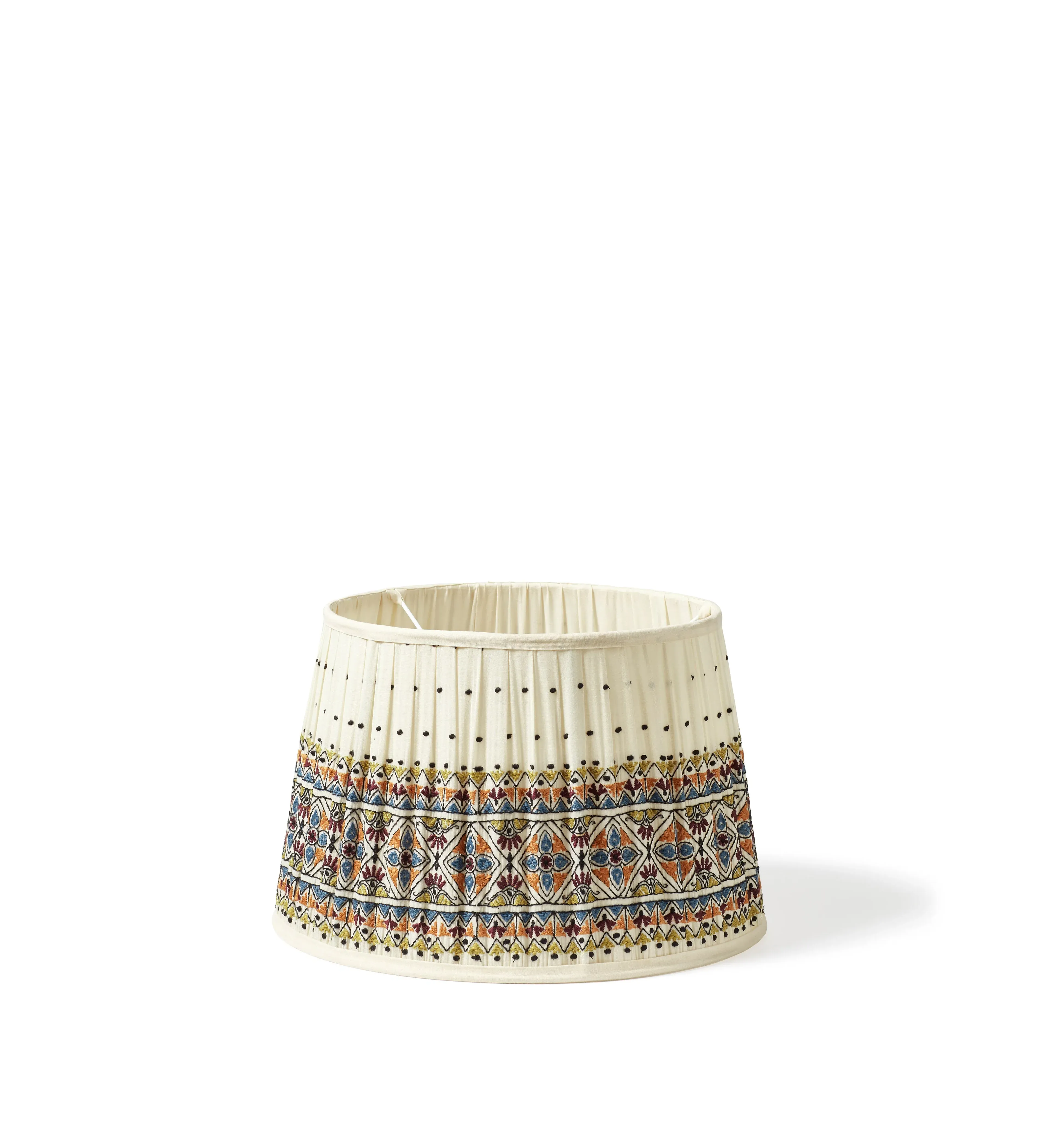 35cm Embroidered Lampshade - Natural, Cotton