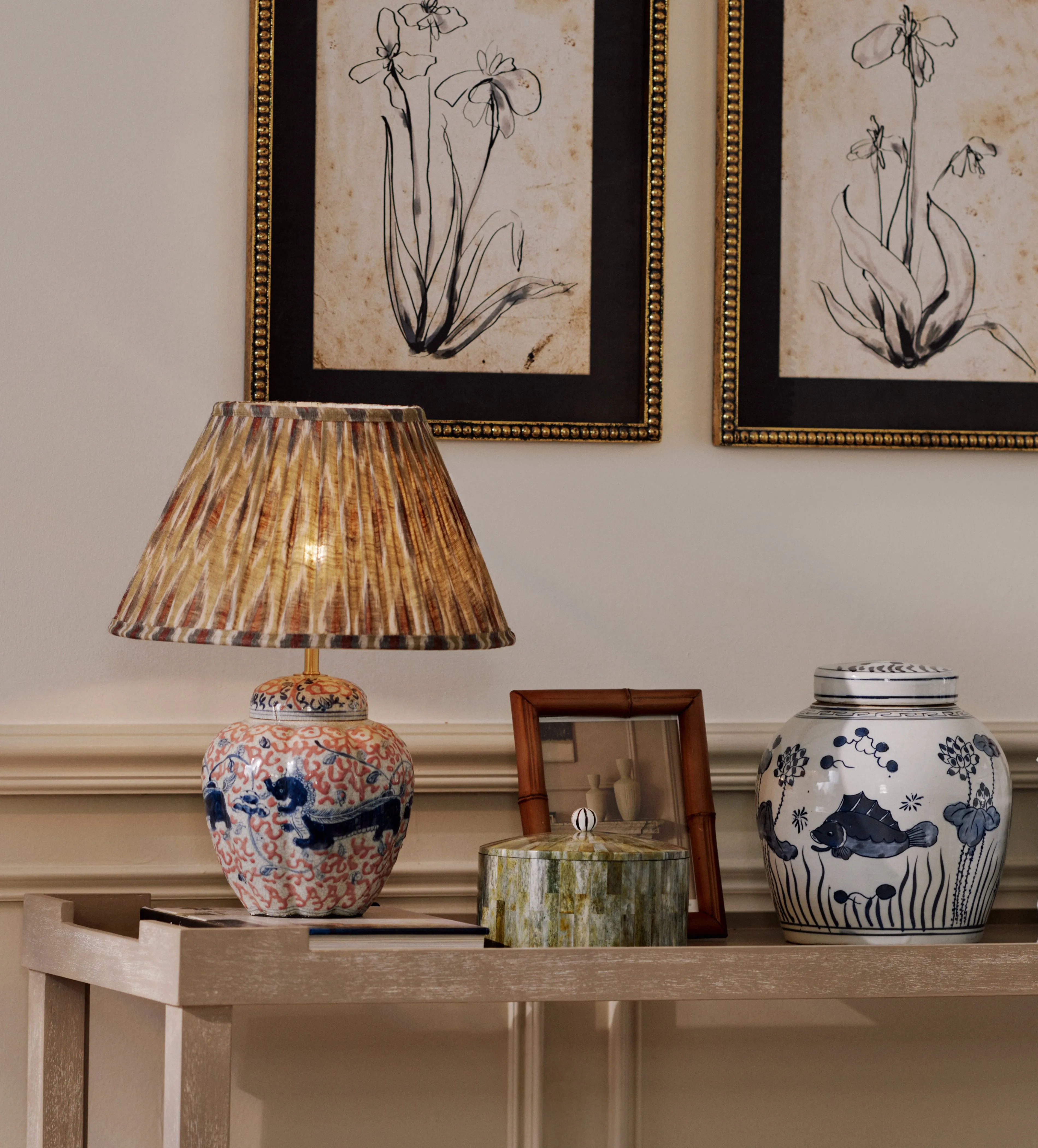 35cm Empire Lampshade - Light Olive, Silk