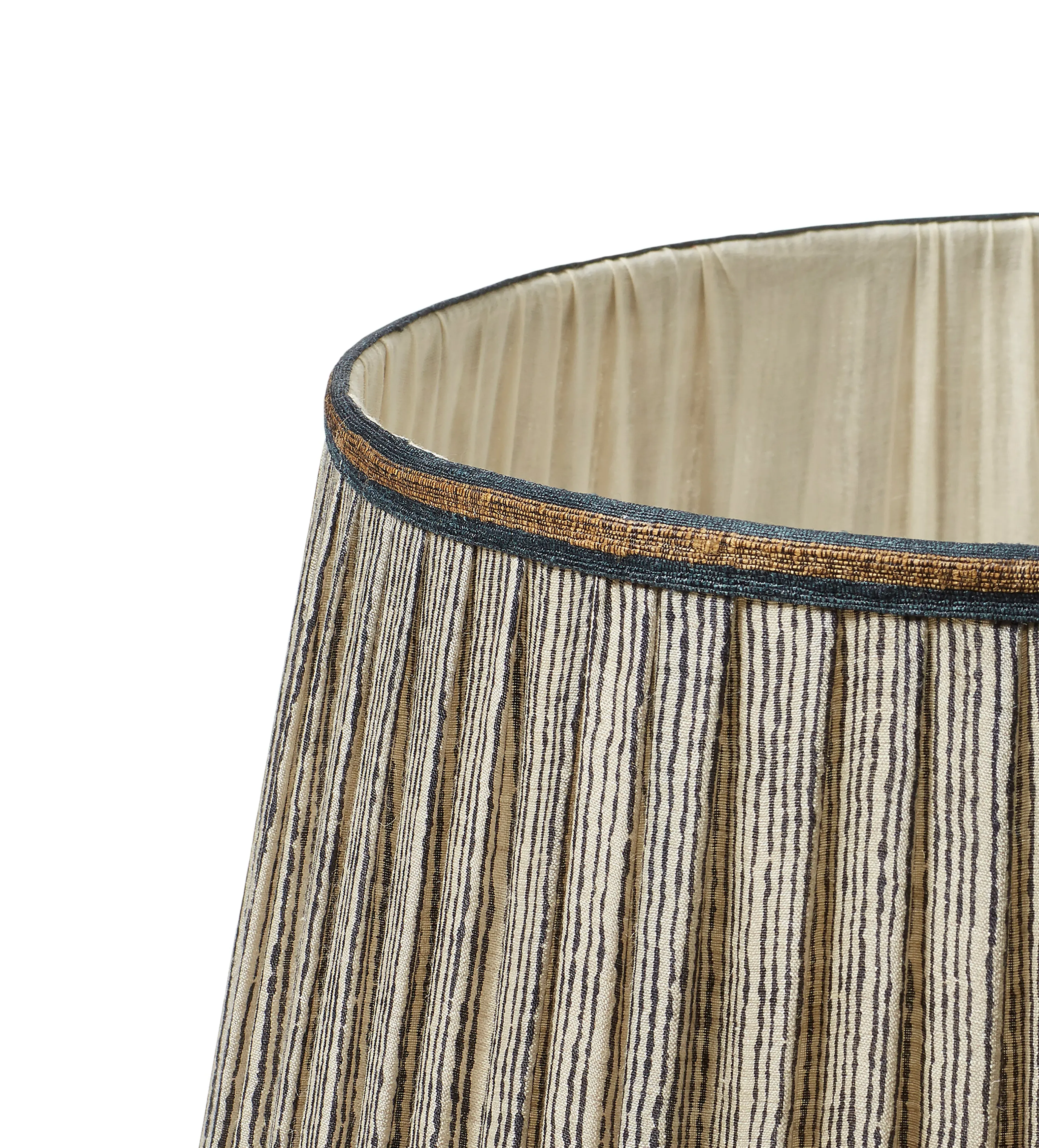 35cm Pleated Lampshade - Black/Gold, Silk