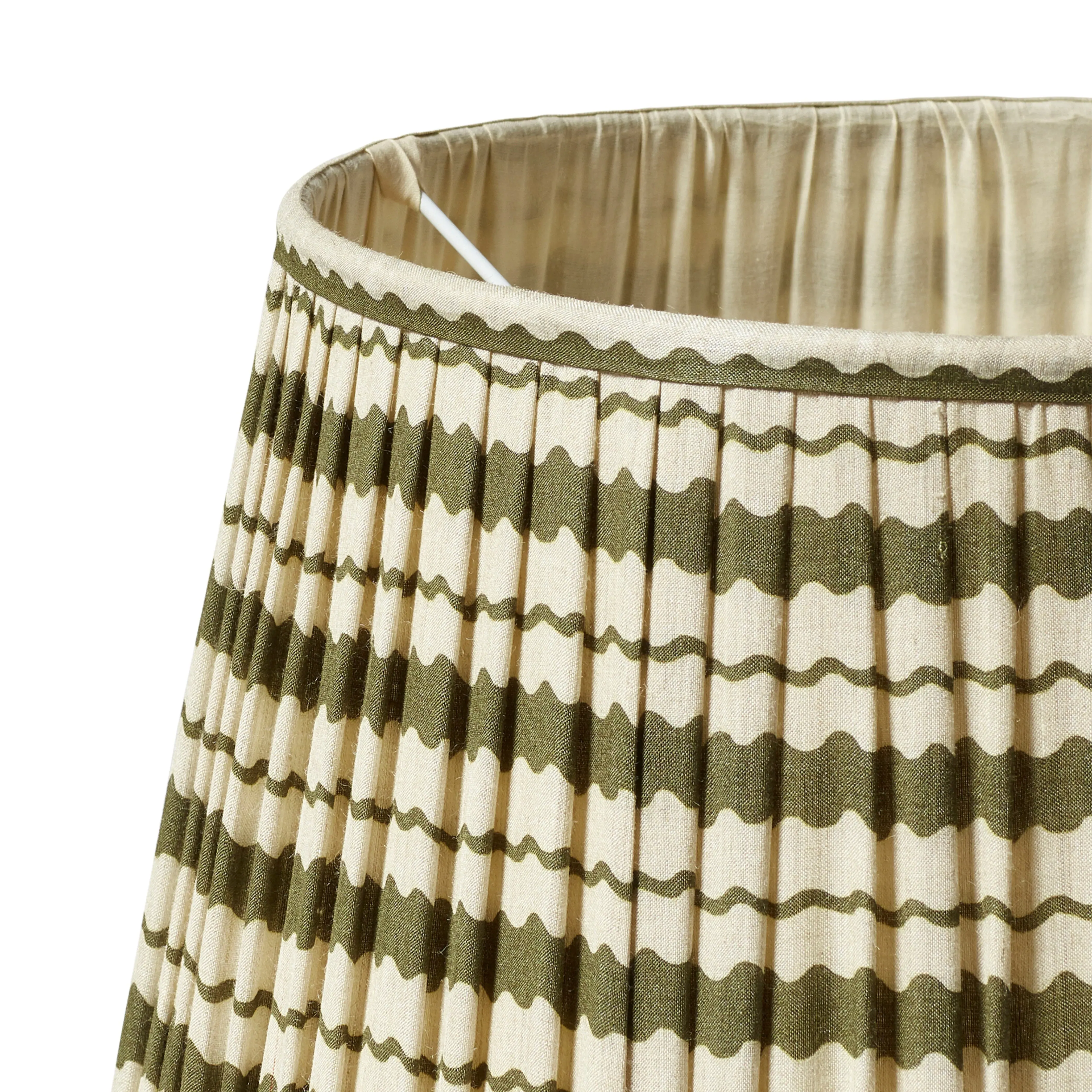 35cm Pleated Lampshade - Green, Silk