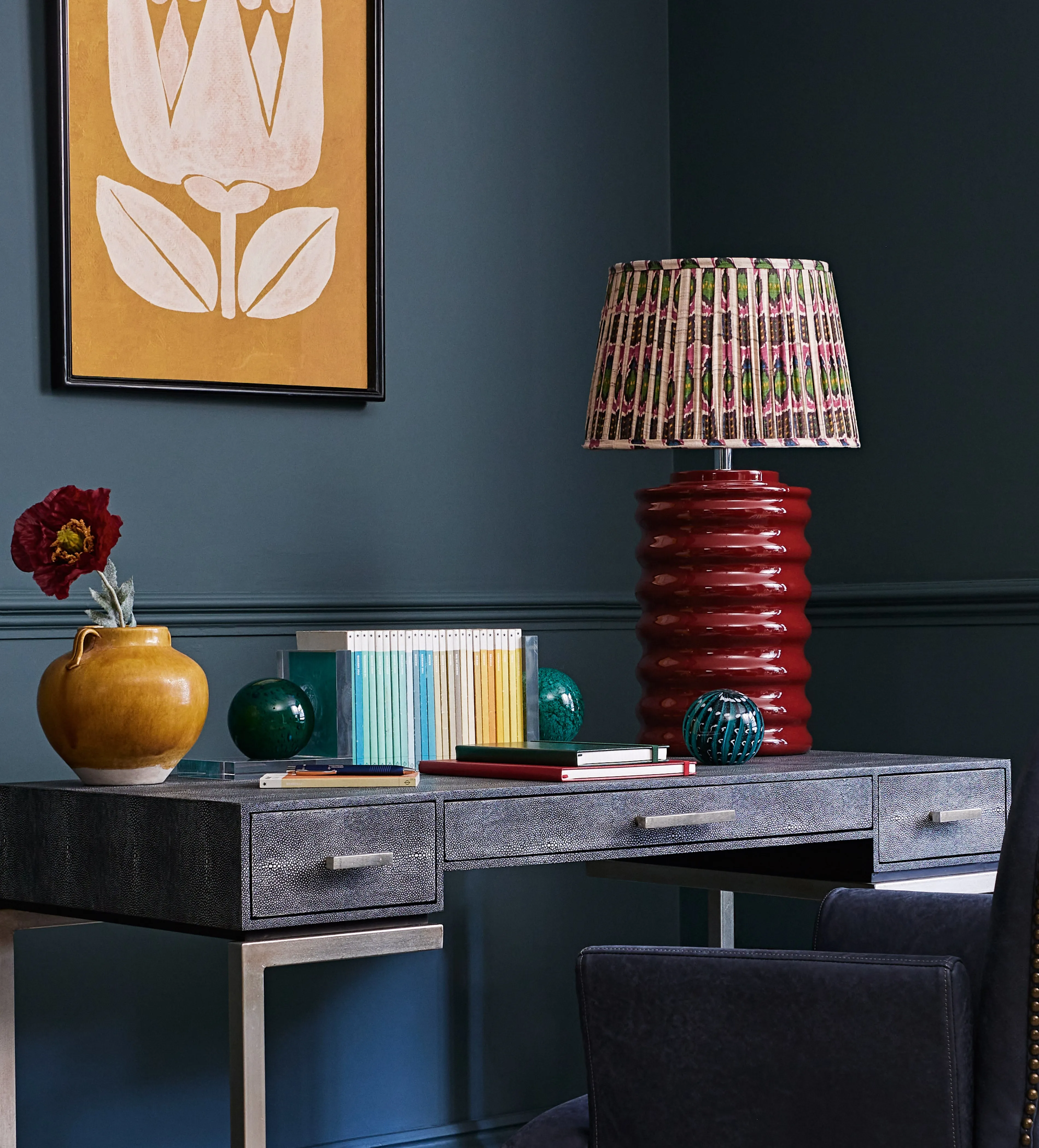 35cm Pleated Lampshade - Multi, Silk