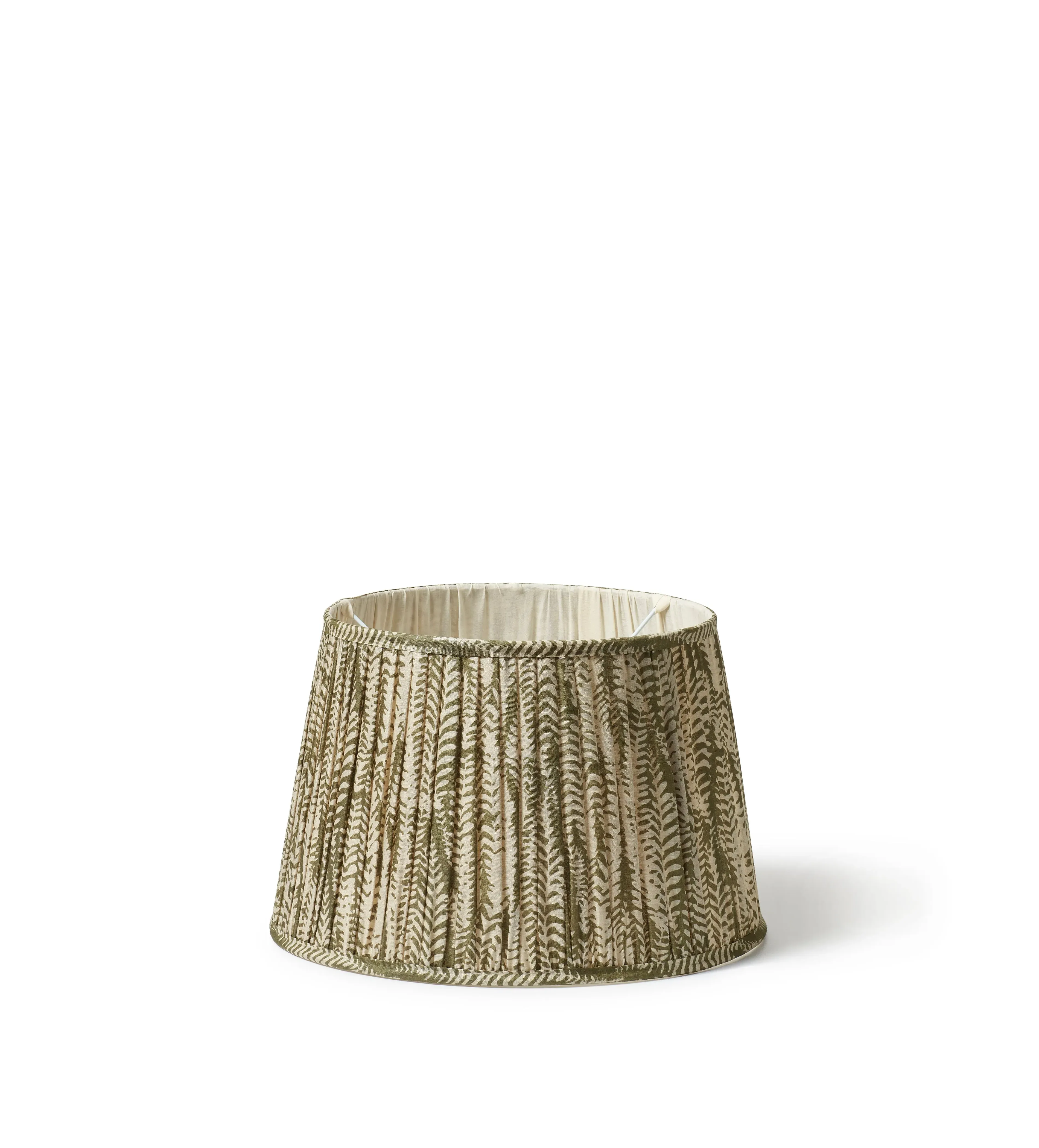 35cm Pleated Lampshade with Fern Print - Grey Green image