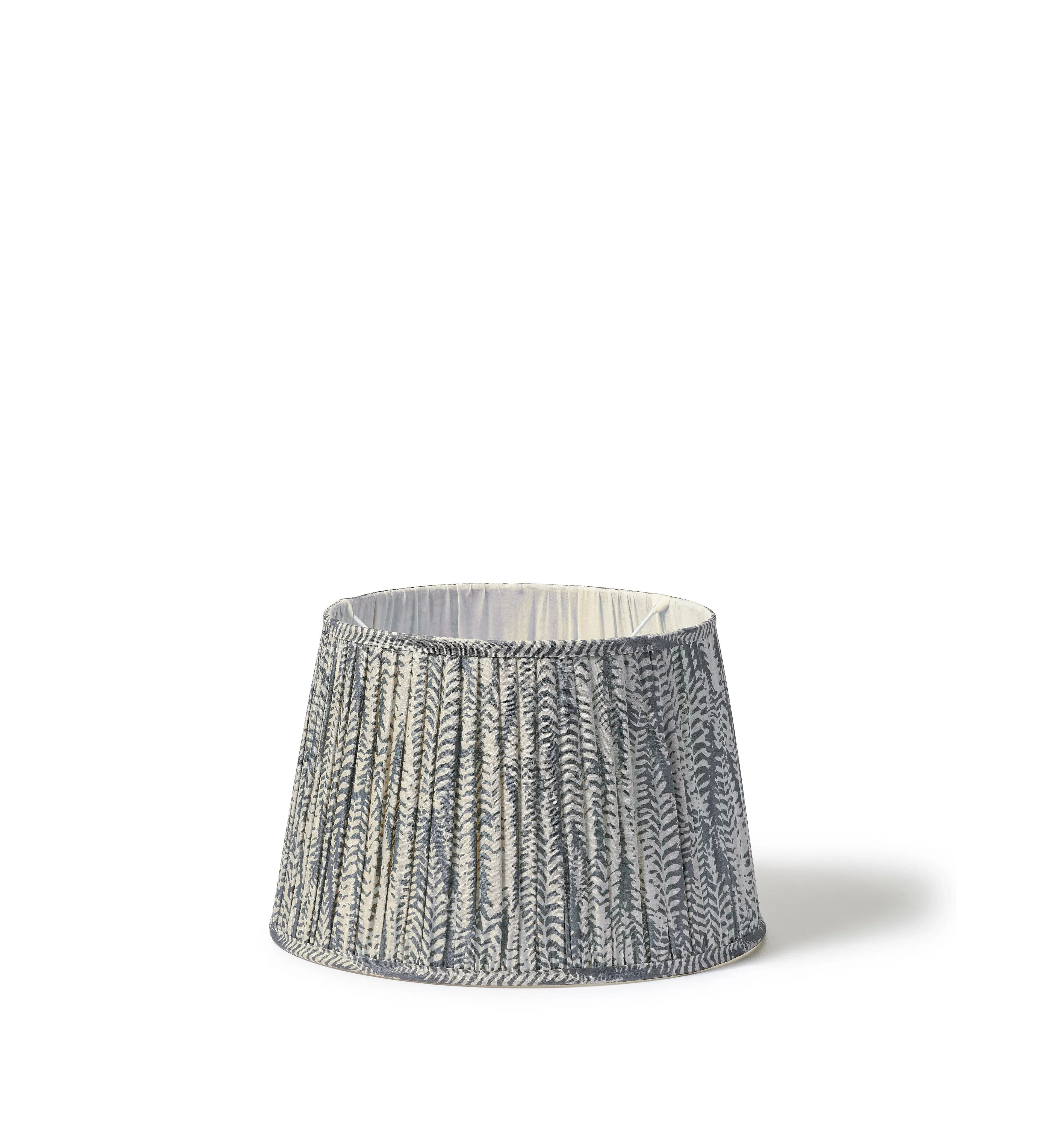 35cm Pleated Lampshade with Fern Print - Heron Blue