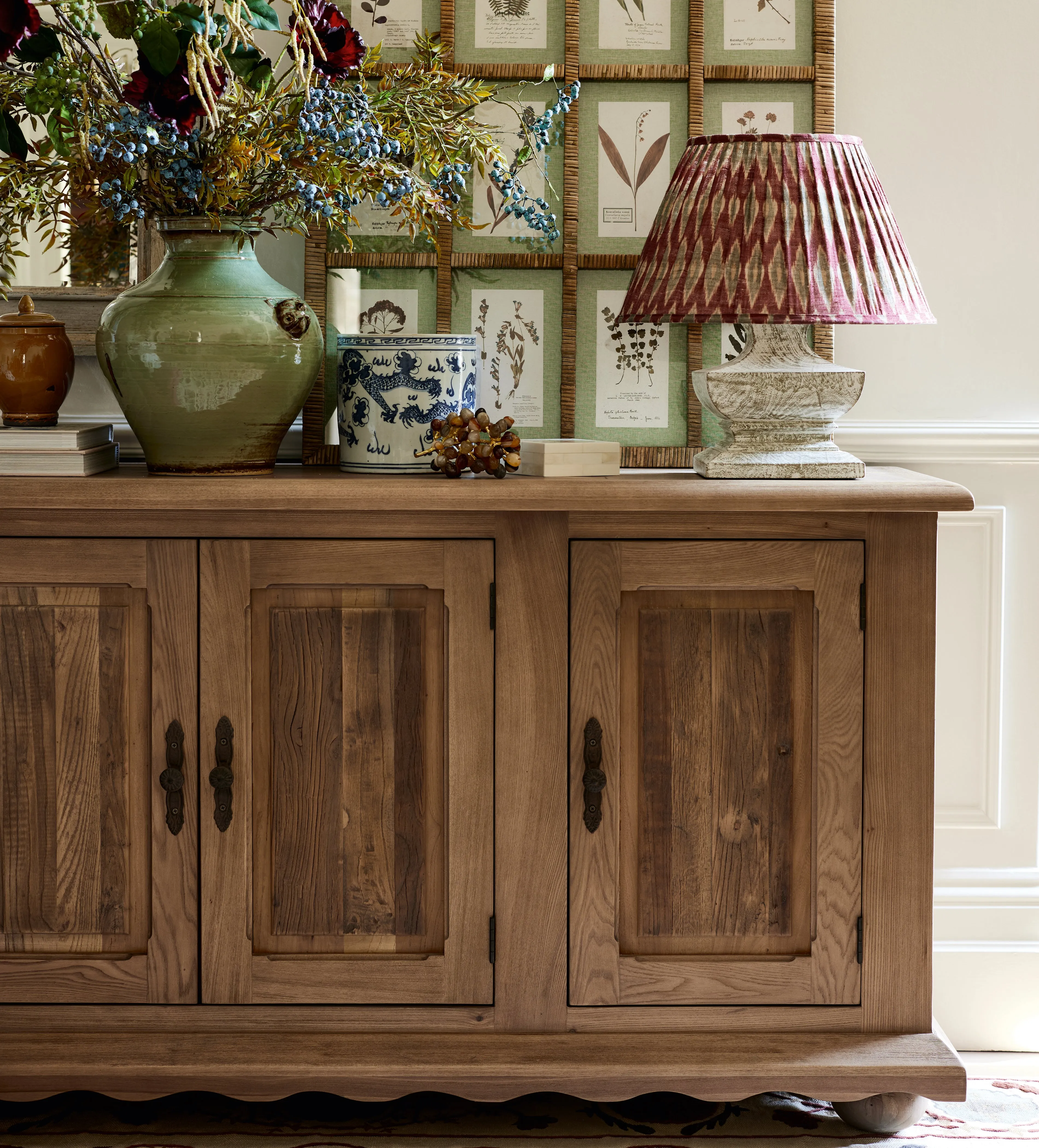 4-Cabinet Sideboard with Storage - Natural, Elm