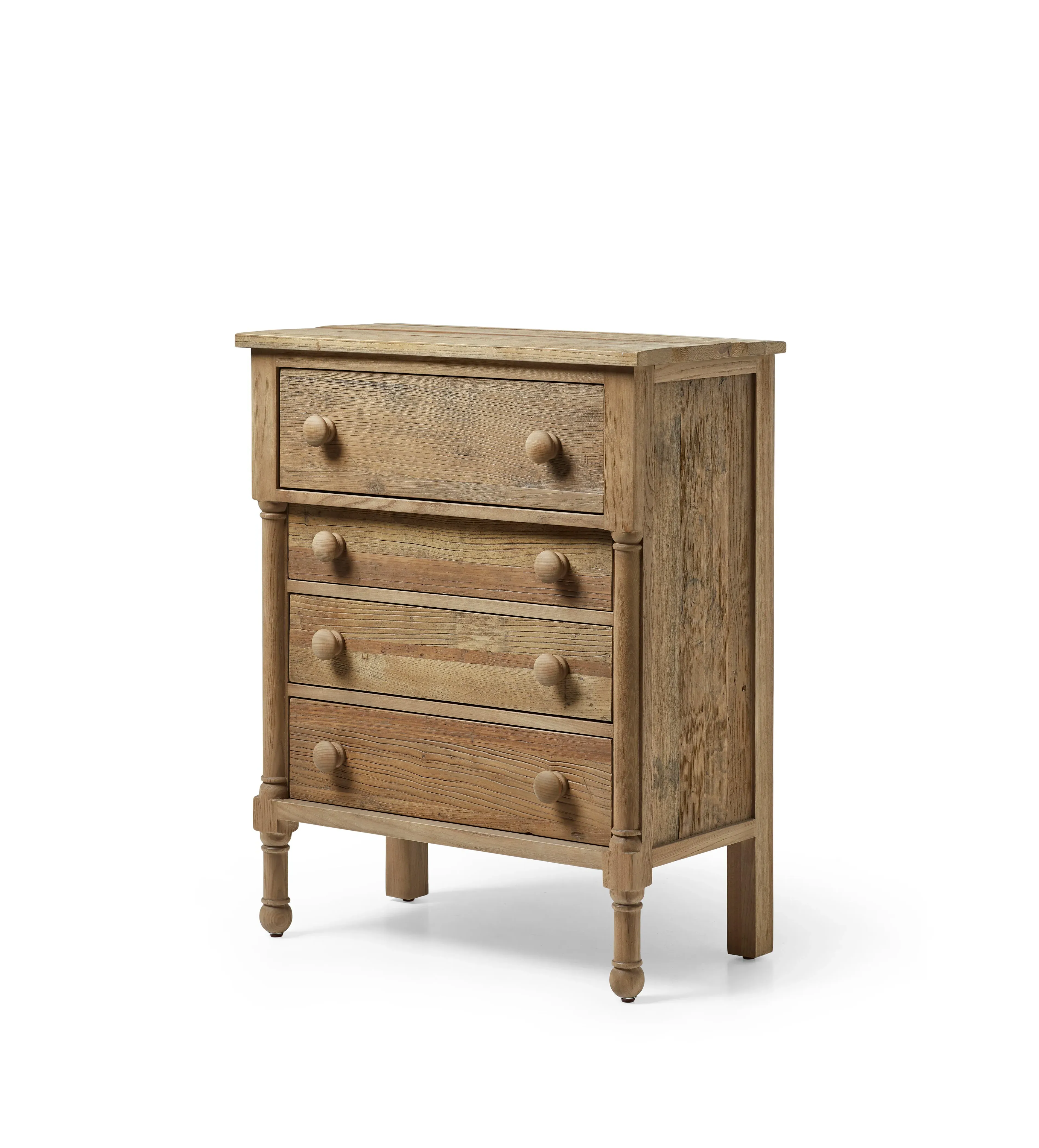 4-Drawer Chest with Round Knobs - Natural, Elm image