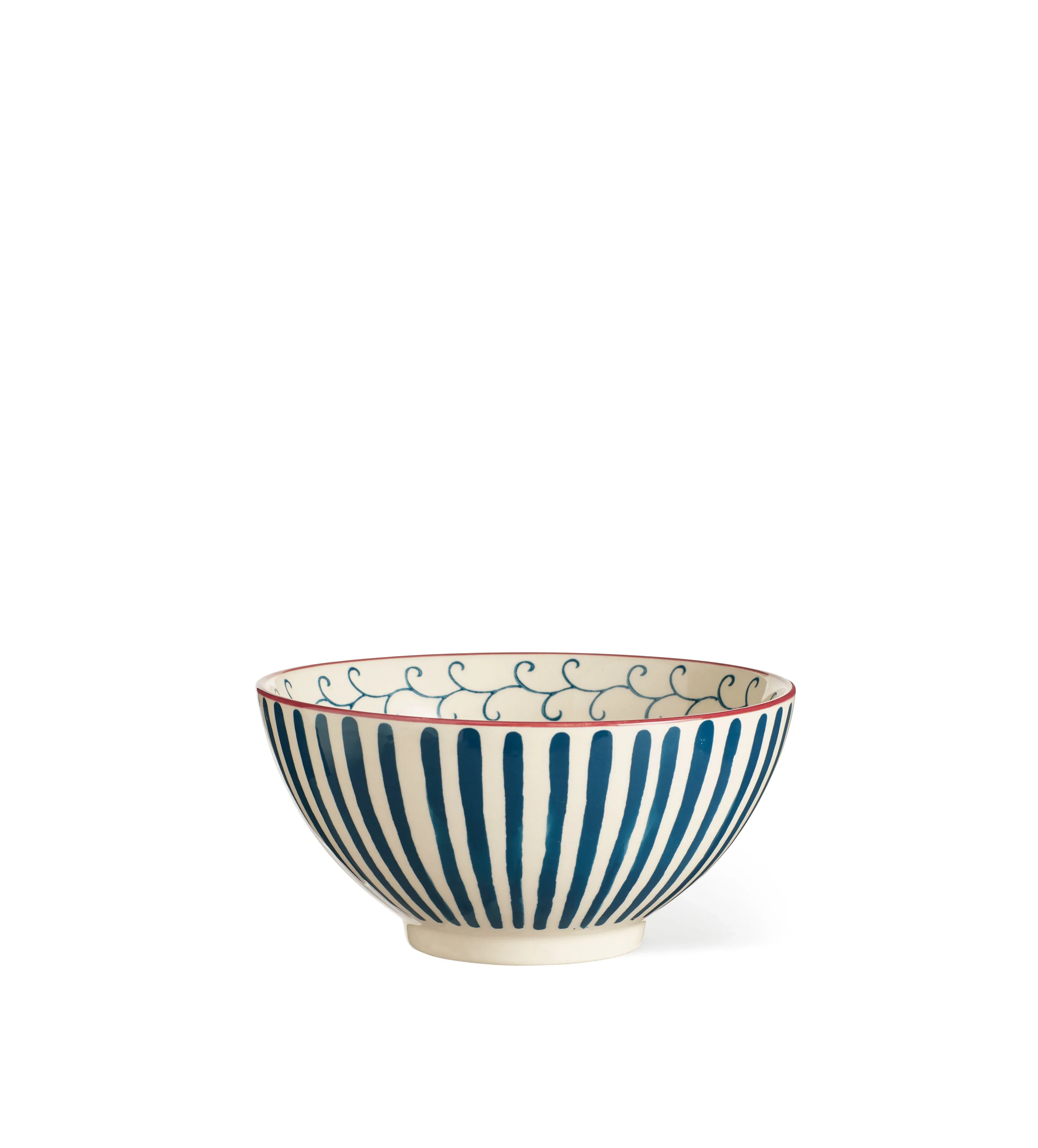 4-Piece Bowl Set with Vine Design - Indigo