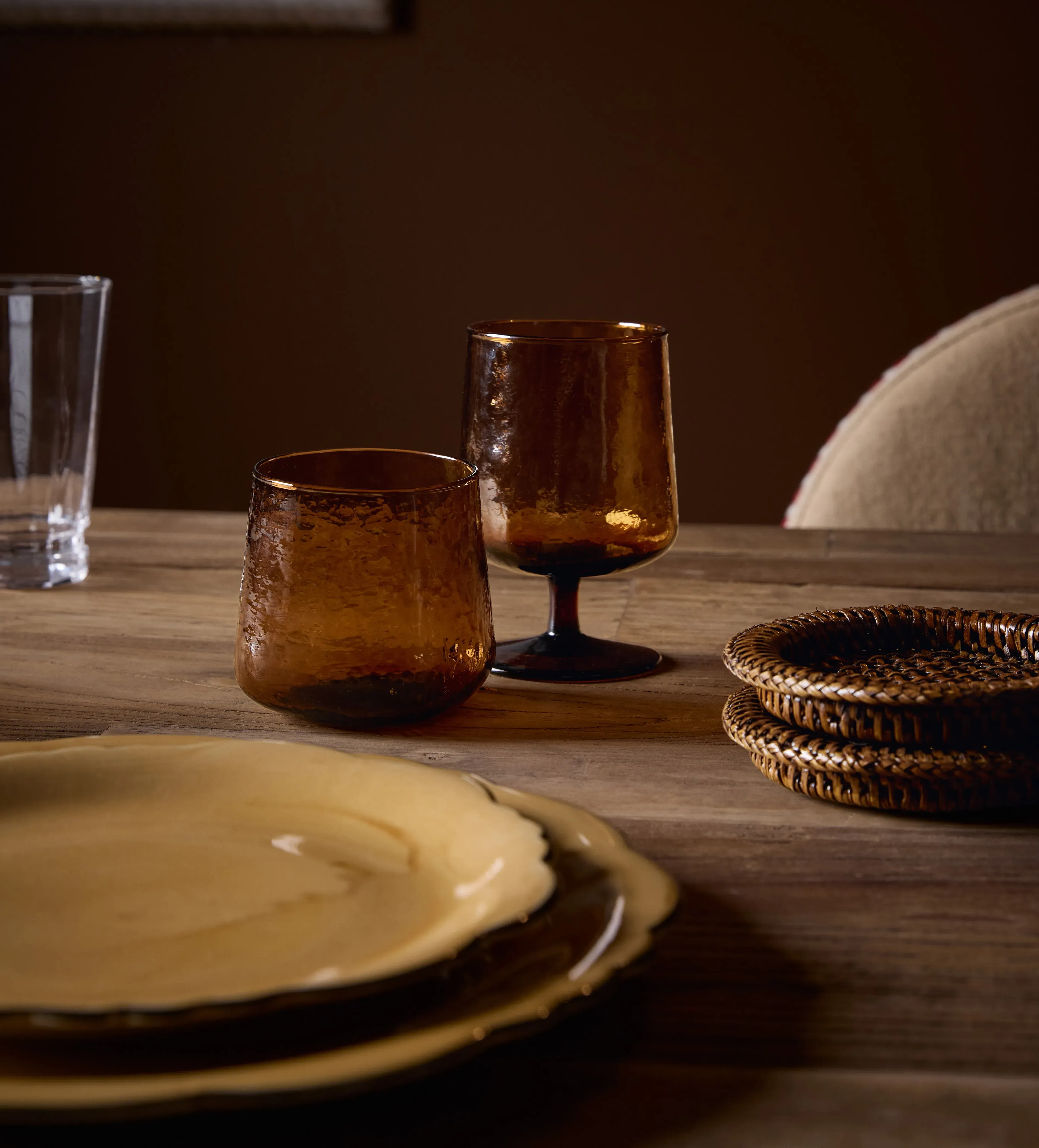 4-Piece Coaster Set - Antique Brown, Rattan